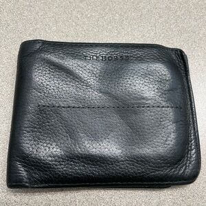 The Horse Brand Leather Bifold Black Wallet W Button Coin Pocket Men’s